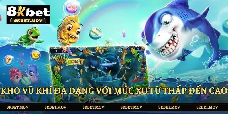Kho vũ khí đa dạng với từng mức xu từ thấp đến cao
